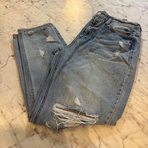 KanCan High Rise Distressed Straight Leg Jeans Light Wash KC7178M Size 9/28